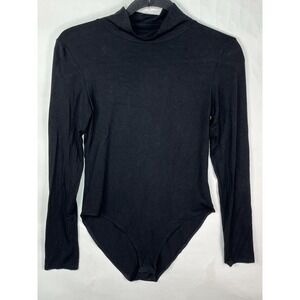 MangoPop Black Long‎ Sleeve Turtleneck Bodysuit Size Medium Black Bodysuit Layer